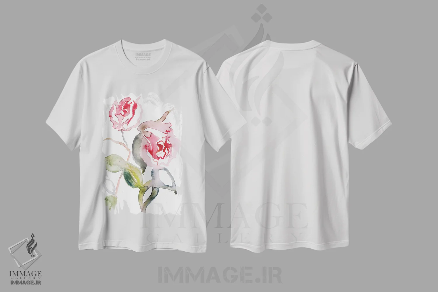 تیشرت سفید طرح دار مطالعه رز شماره ۵۶، هنر فاخر معاصر اثر الیزابت بکر | immage.ir