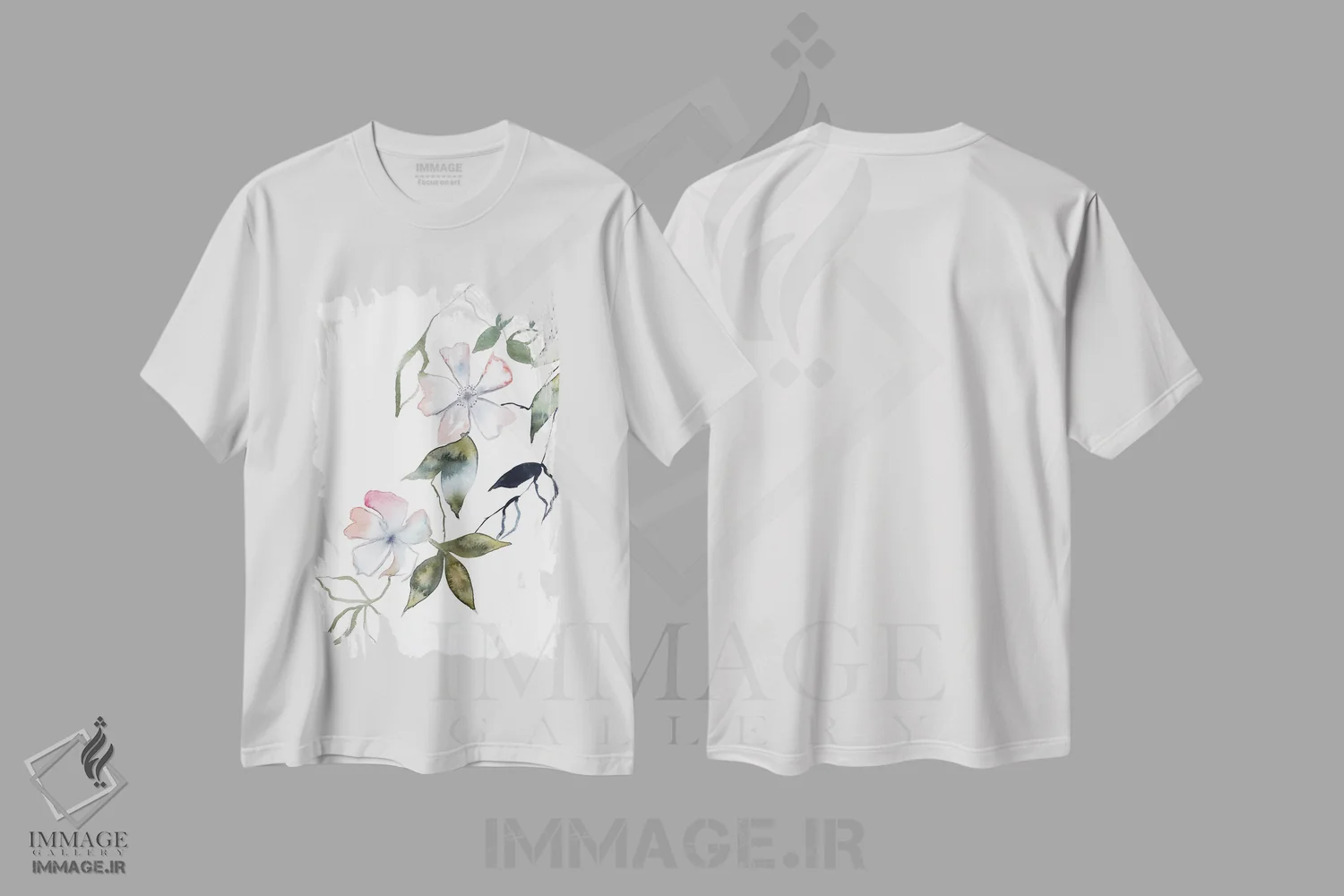 تیشرت سفید طرح دار شکوفهٔ گیلاس شمارهٔ ۱۴، هنر فاخر معاصر اثر الیزابت بکر | immage.ir