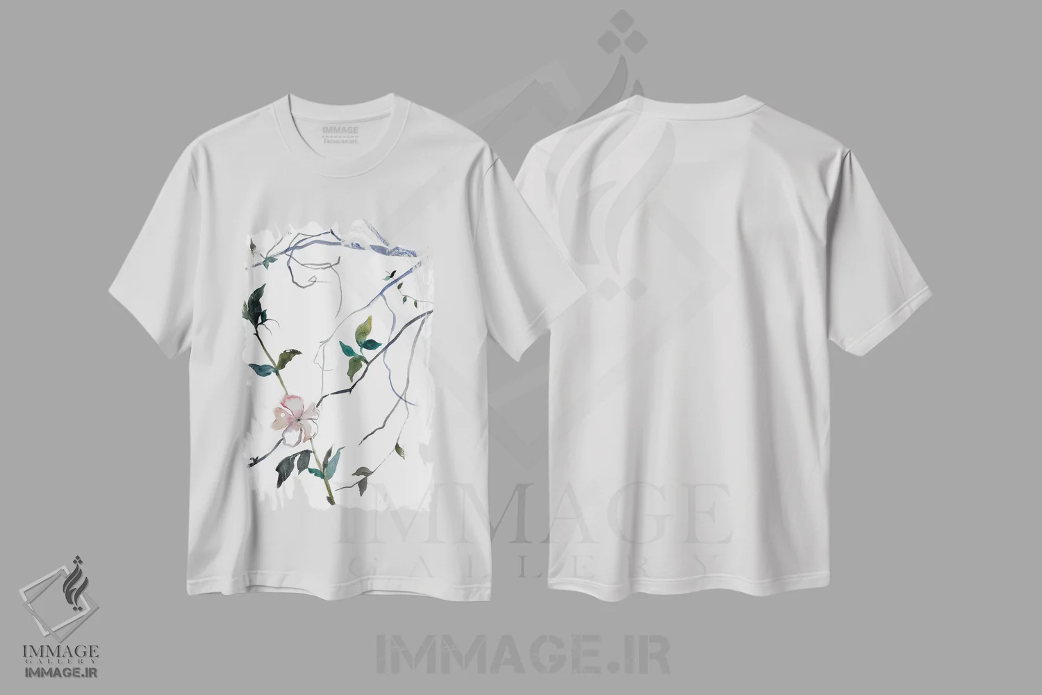 تیشرت سفید طرح دار شکوفهٔ گیلاس شمارهٔ ۳۲، هنر فاخر معاصر اثر الیزابت بکر | immage.ir