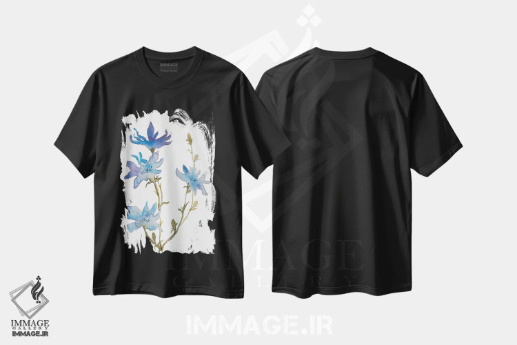 تیشرت مشکی طرح دار کاسنی شمارهٔ ۲، هنر فاخر معاصر اثر الیزابت بکر | فروشگاه ایماژ