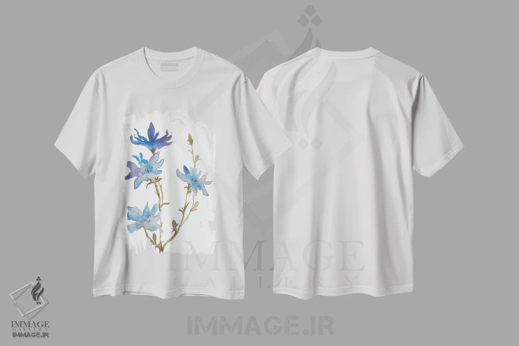 تیشرت سفید طرح دار کاسنی شمارهٔ ۲، هنر فاخر معاصر اثر الیزابت بکر | immage.ir