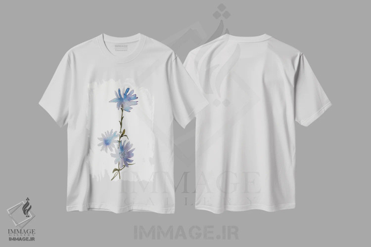 تیشرت سفید طرح دار کاسنی، هنر فاخر معاصر اثر الیزابت بکر | فروشگاه ایماژ