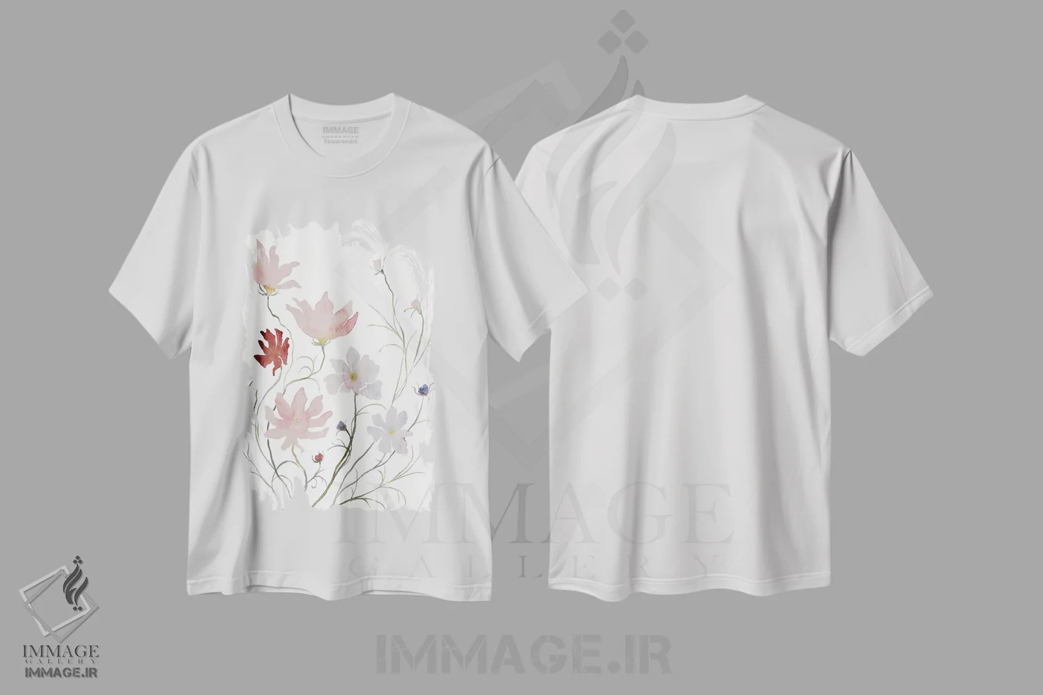 تیشرت سفید طرح دار کاسموس شمارهٔ ۳، هنر فاخر معاصر اثر الیزابت بکر | فروشگاه ایماژ