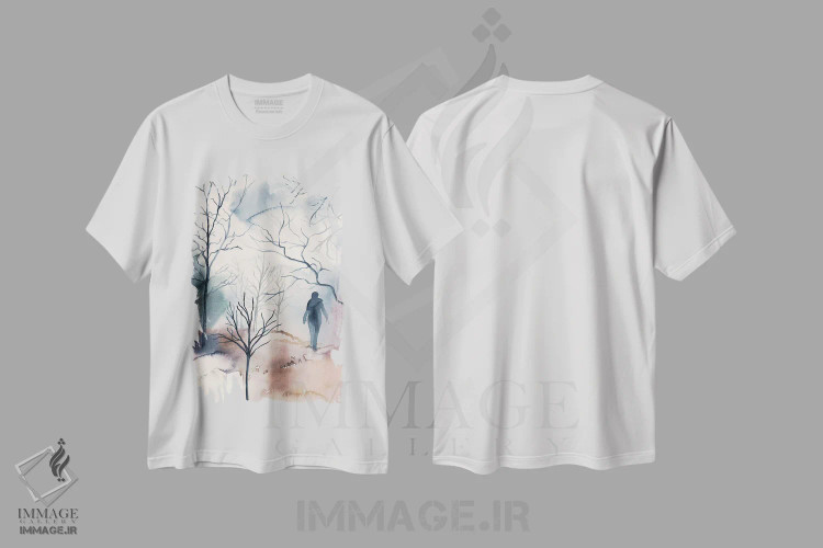 تیشرت سفید طرح دار دسامبر شمارهٔ ۲، هنر فاخر معاصر اثر الیزابت بکر | immage.ir