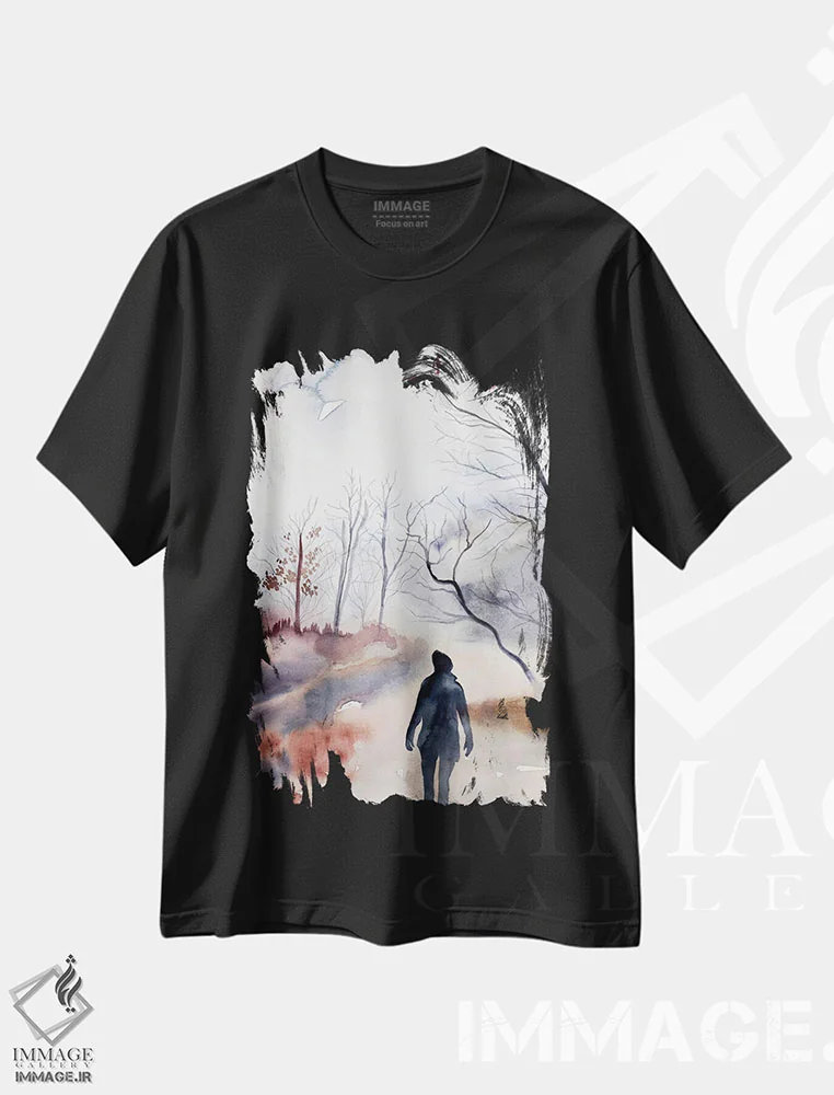 تیشرت مشکی طرح دار دسامبر، هنر فاخر معاصر اثر الیزابت بکر | immage.ir