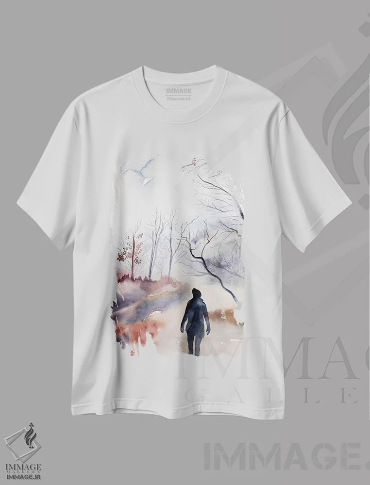 تیشرت سفید طرح دار دسامبر، هنر فاخر معاصر اثر الیزابت بکر | فروشگاه ایماژ