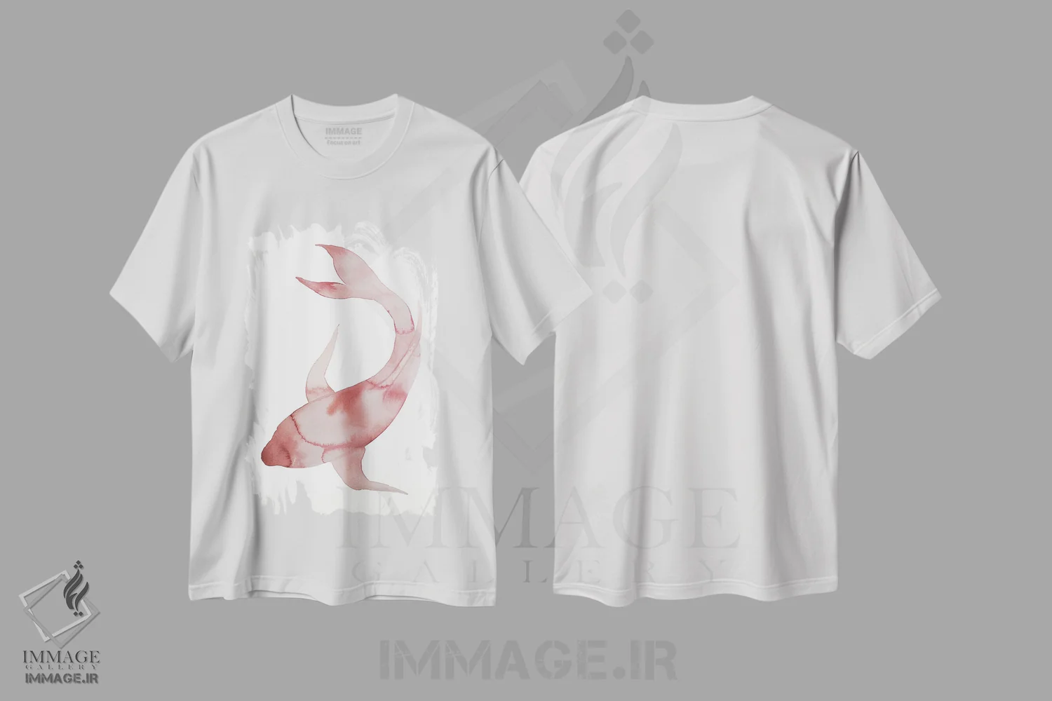 تیشرت سفید طرح دار ماهی شمارهٔ ۳، هنر فاخر معاصر اثر الیزابت بکر | فروشگاه ایماژ