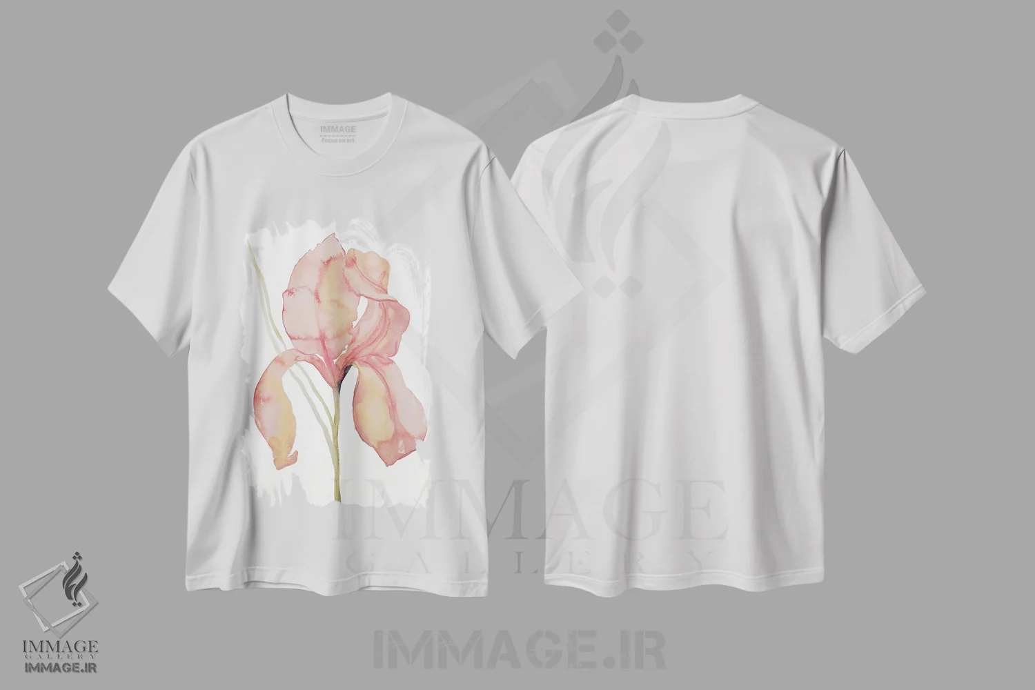 تیشرت سفید طرح دار زنبق شمارهٔ ۱۷۳، هنر فاخر معاصر اثر الیزابت بکر | فروشگاه ایماژ