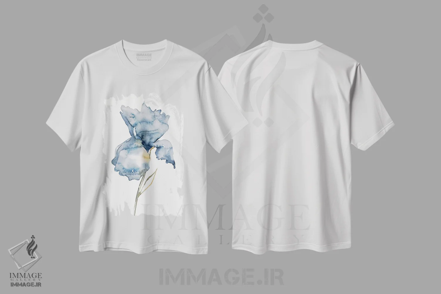 تیشرت سفید طرح دار زنبق شمارهٔ ۱۸۱، هنر فاخر معاصر اثر الیزابت بکر | فروشگاه ایماژ