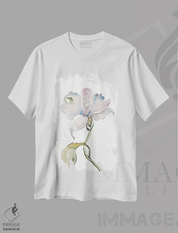 تیشرت سفید طرح دار سوسن شمارهٔ ۱۱، هنر فاخر معاصر اثر الیزابت بکر | فروشگاه ایماژ