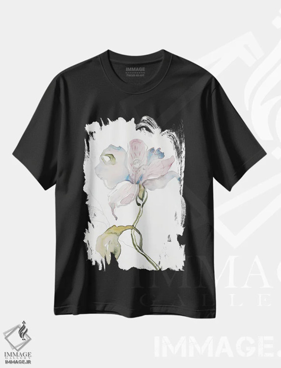 تیشرت مشکی طرح دار سوسن شمارهٔ ۱۱، هنر فاخر معاصر اثر الیزابت بکر | immage.ir