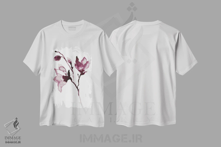 تیشرت سفید طرح دار ماگنولیا شمارهٔ ۴۲، هنر فاخر معاصر اثر الیزابت بکر | immage.ir