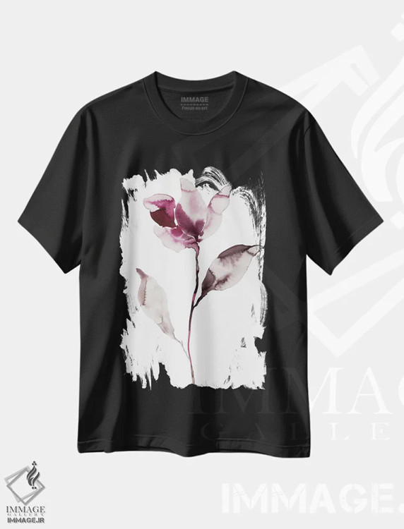 تیشرت مشکی طرح دار ماگنولیا شمارهٔ ۴۵، هنر فاخر معاصر اثر الیزابت بکر | immage.ir