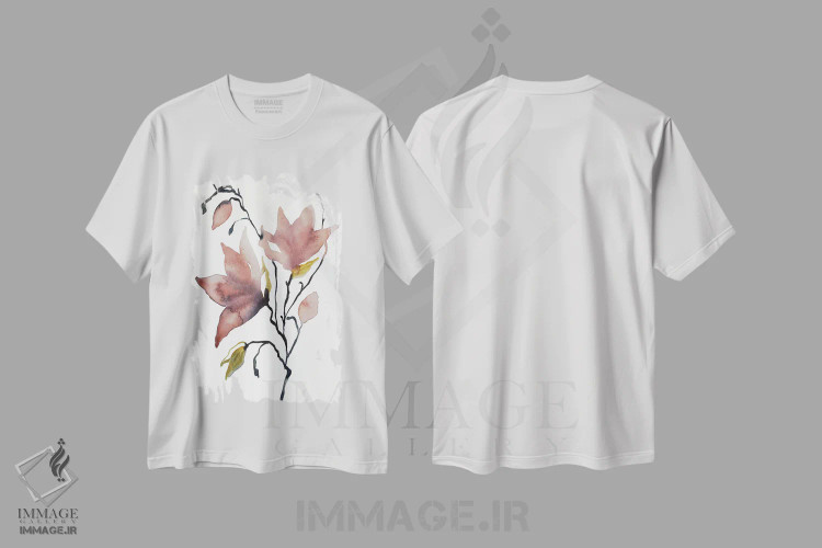 تیشرت سفید طرح دار ماگنولیا شمارهٔ ۵۵، هنر فاخر معاصر اثر الیزابت بکر | immage.ir