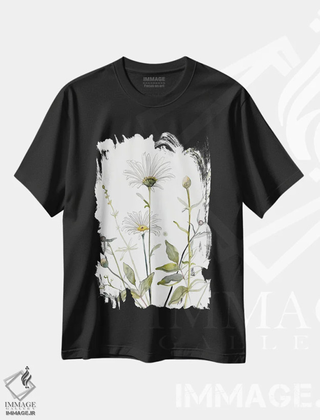 تیشرت مشکی طرح دار مطالعهٔ چمنزار شمارهٔ ۴، هنر فاخر معاصر اثر الیزابت بکر | فروشگاه ایماژ