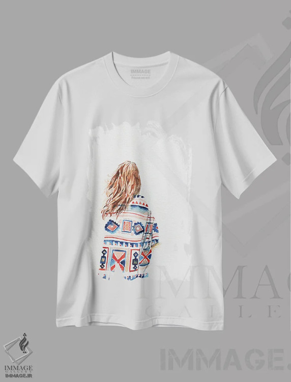 تیشرت سفید طرح دار از روشنایی و وجود، هنر فاخر معاصر اثر الیزابت بکر | immage.ir