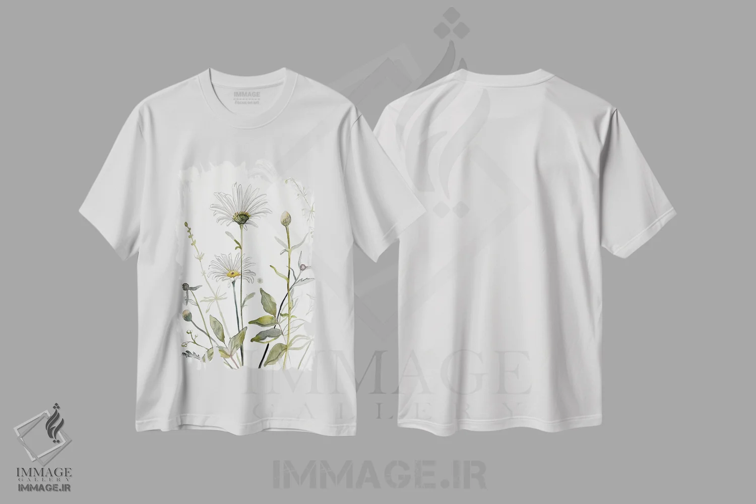 تیشرت سفید طرح دار مطالعهٔ چمنزار شمارهٔ ۴، هنر فاخر معاصر اثر الیزابت بکر | immage.ir