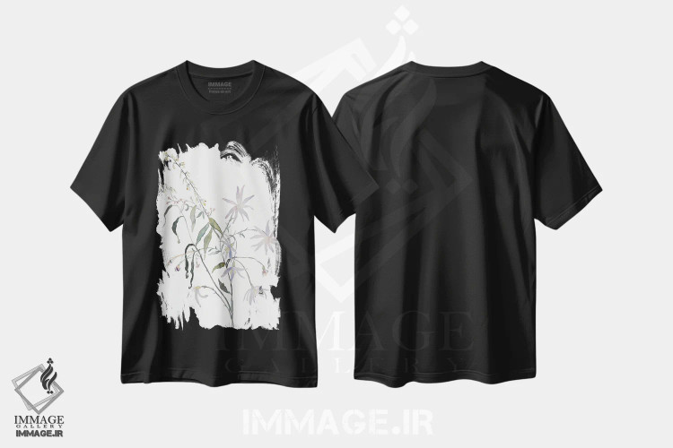 تیشرت مشکی طرح دار مطالعهٔ چمنزار شمارهٔ ۵، هنر فاخر معاصر اثر الیزابت بکر | immage.ir