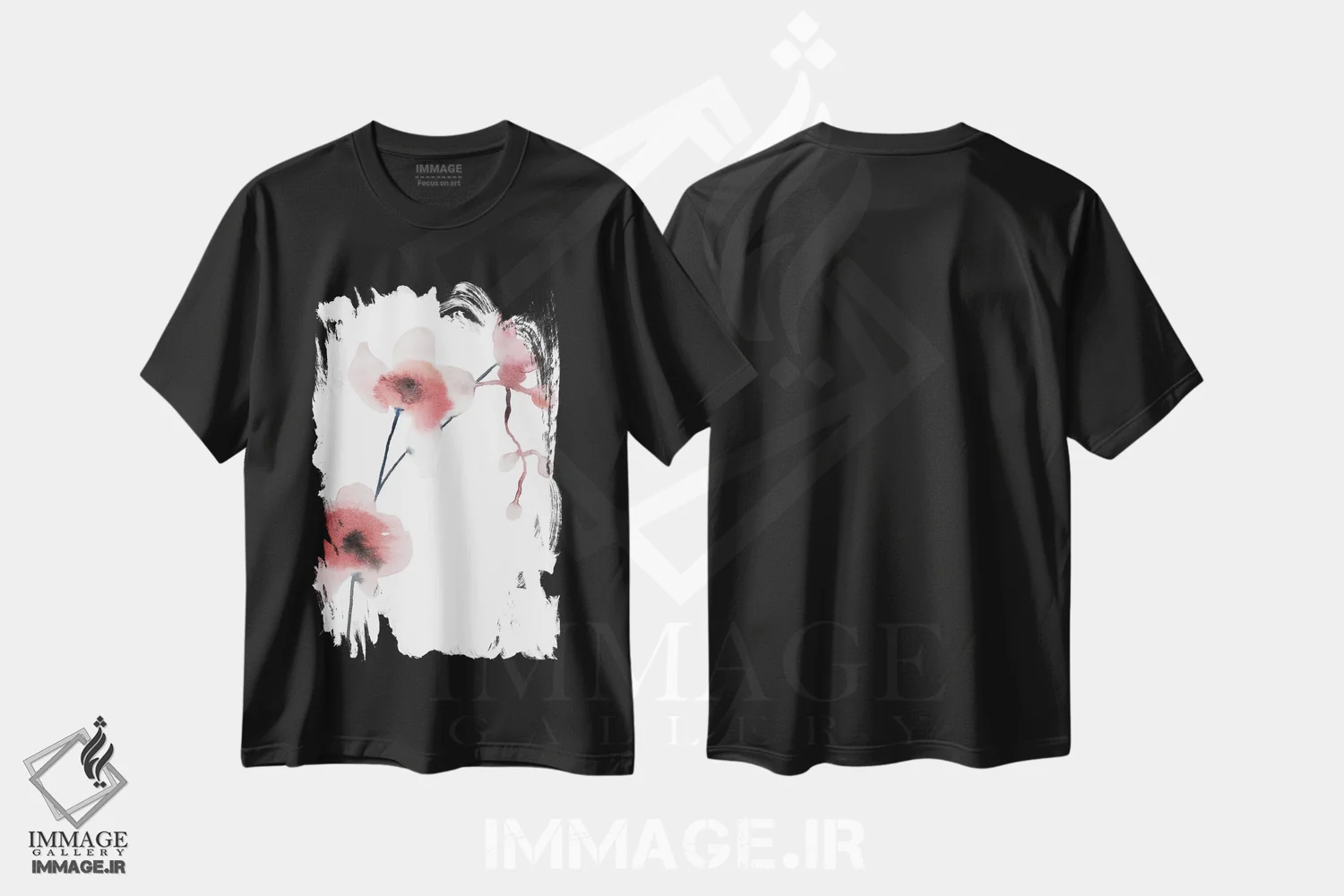 تیشرت مشکی طرح دار ارکیده شمارهٔ ۱، هنر فاخر معاصر اثر الیزابت بکر | immage.ir