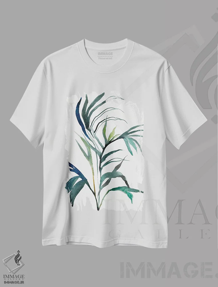 تیشرت سفید طرح دار مطالعهٔ گیاه شمارهٔ ۹۰، هنر فاخر معاصر اثر الیزابت بکر | فروشگاه ایماژ