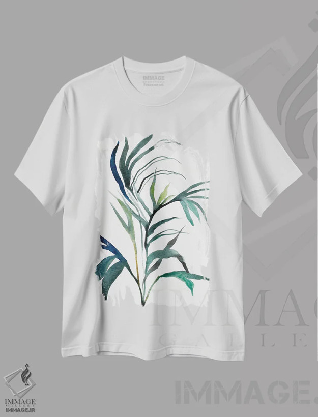تیشرت سفید طرح دار مطالعهٔ گیاه شمارهٔ ۹۰، هنر فاخر معاصر اثر الیزابت بکر | فروشگاه ایماژ