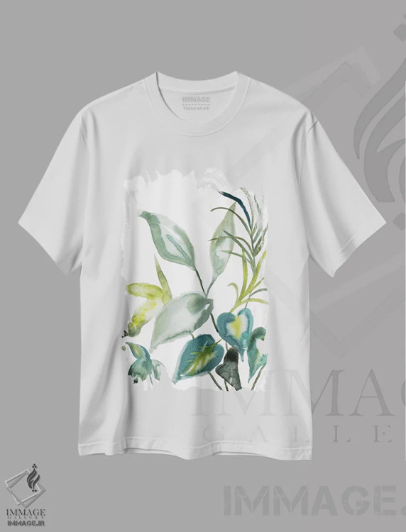 تیشرت سفید طرح دار مطالعهٔ گیاه شمارهٔ ۹۸، هنر فاخر معاصر اثر الیزابت بکر | immage.ir