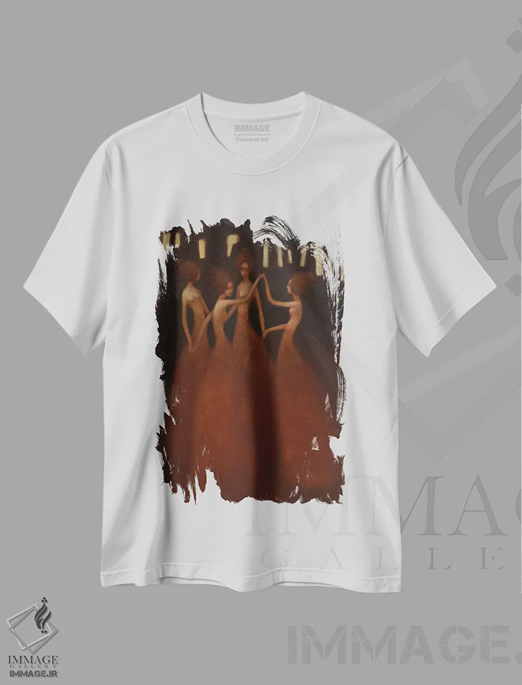 تیشرت سفید طرح دار رقص جاودانه، هنر فاخر معاصر اثر ادوارد زنتسیک | immage.ir