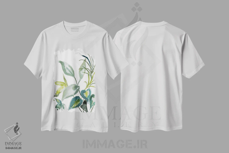تیشرت سفید طرح دار مطالعهٔ گیاه شمارهٔ ۹۸، هنر فاخر معاصر اثر الیزابت بکر | immage.ir