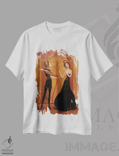تیشرت سفید طرح دار ملودی جاودانه، هنر فاخر معاصر اثر ادوارد زنتسیک | فروشگاه ایماژ