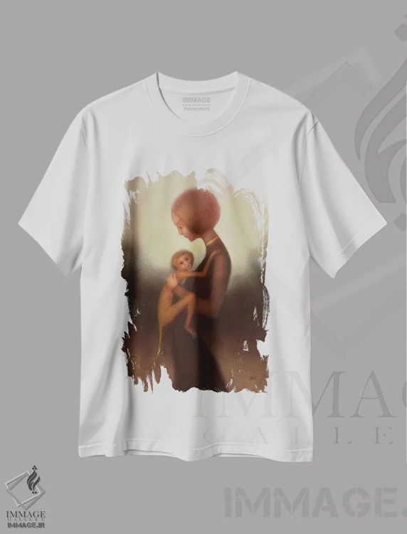 تیشرت سفید طرح دار دختر و میمون، هنر فاخر معاصر اثر ادوارد زنتسیک | فروشگاه ایماژ