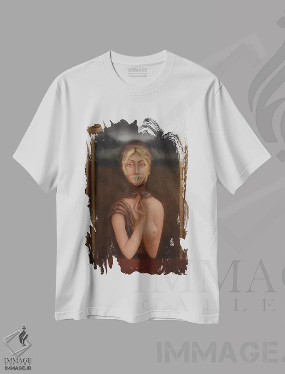 تیشرت سفید طرح دار لبخند او، هنر فاخر معاصر اثر ادوارد زنتسیک | فروشگاه ایماژ