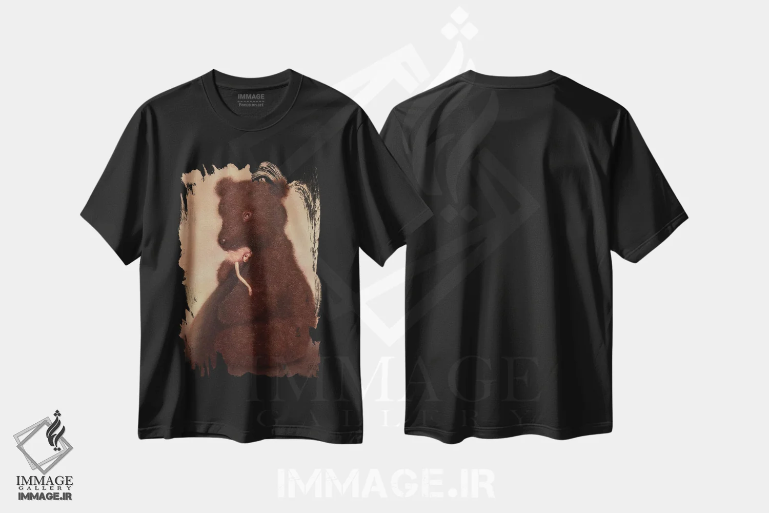 تیشرت مشکی طرح دار عشق و خرس، هنر فاخر معاصر اثر ادوارد زنتسیک | فروشگاه ایماژ