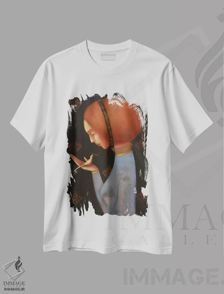 تیشرت سفید طرح دار نجوای آرام، هنر فاخر معاصر اثر ادوارد زنتسیک | immage.ir