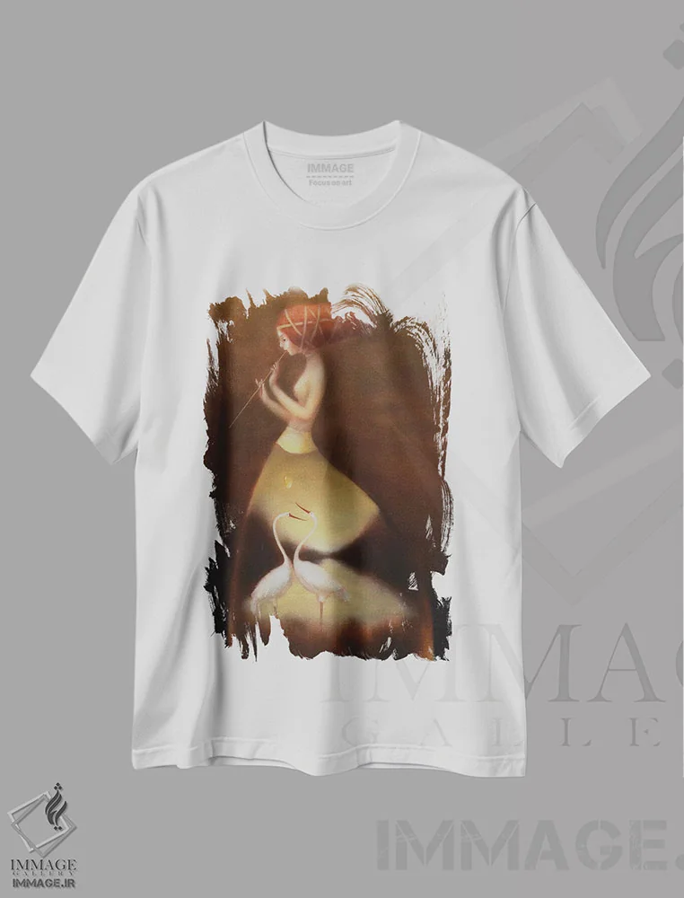 تیشرت سفید طرح دار ملودی جادویی، هنر فاخر معاصر اثر ادوارد زنتسیک | فروشگاه ایماژ