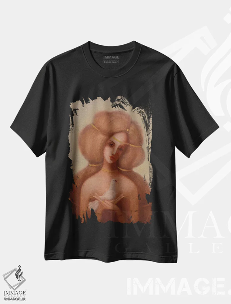 تیشرت مشکی طرح دار کبوتر سفید، هنر فاخر معاصر اثر ادوارد زنتسیک | فروشگاه ایماژ