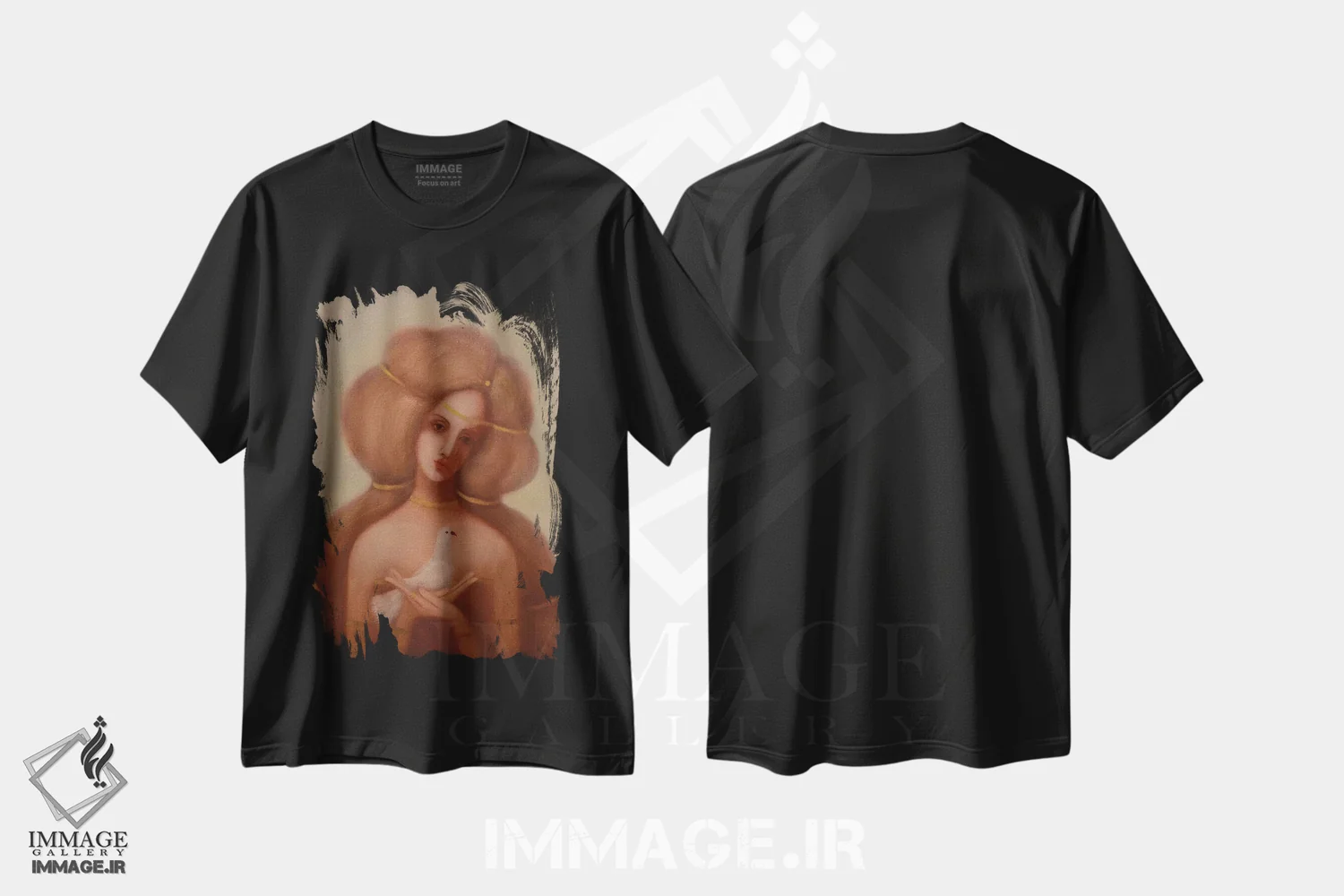 تیشرت مشکی طرح دار کبوتر سفید، هنر فاخر معاصر اثر ادوارد زنتسیک | فروشگاه ایماژ