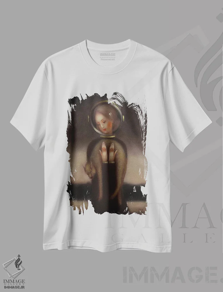 تیشرت سفید طرح دار فضای تو، هنر فاخر معاصر اثر ادوارد زنتسیک | immage.ir