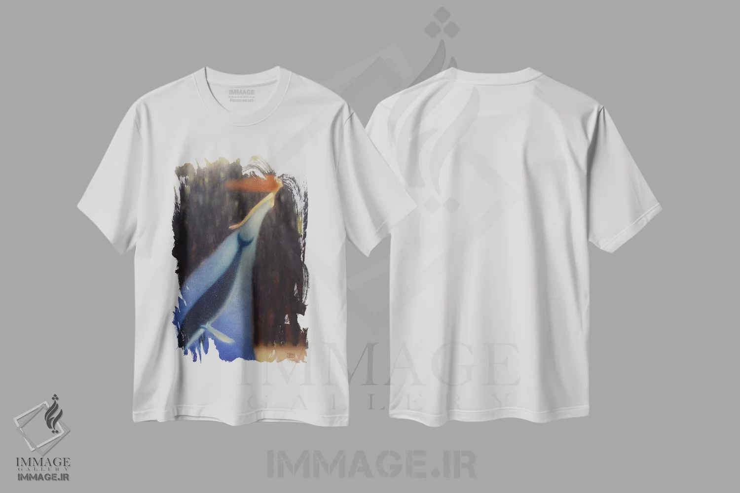 تیشرت سفید طرح دار نهنگی در دل، هنر فاخر معاصر اثر ادوارد زنتسیک | فروشگاه ایماژ