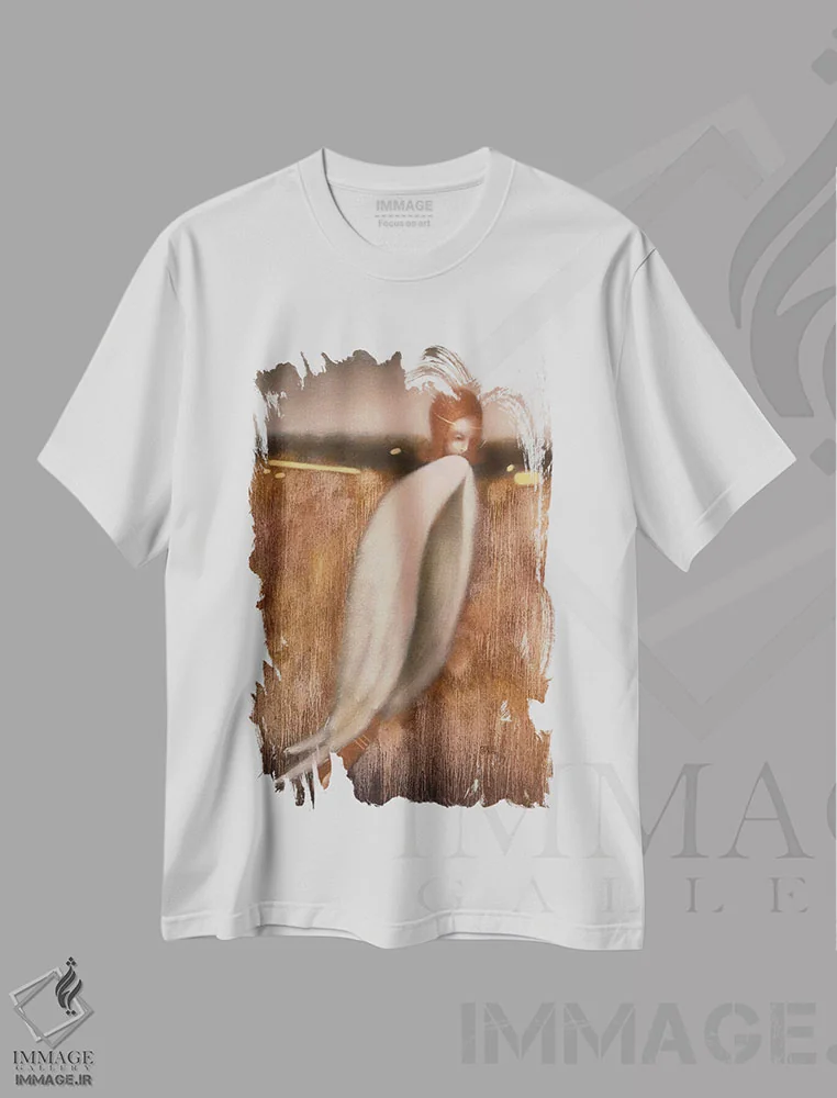 تیشرت سفید طرح دار بال های فرشته، هنر فاخر معاصر اثر ادوارد زنتسیک | immage.ir