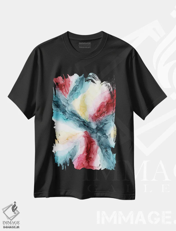 تیشرت مشکی طرح دار زرشکی، خردلی DWB اثر الیزابت کارلسن | immage.ir