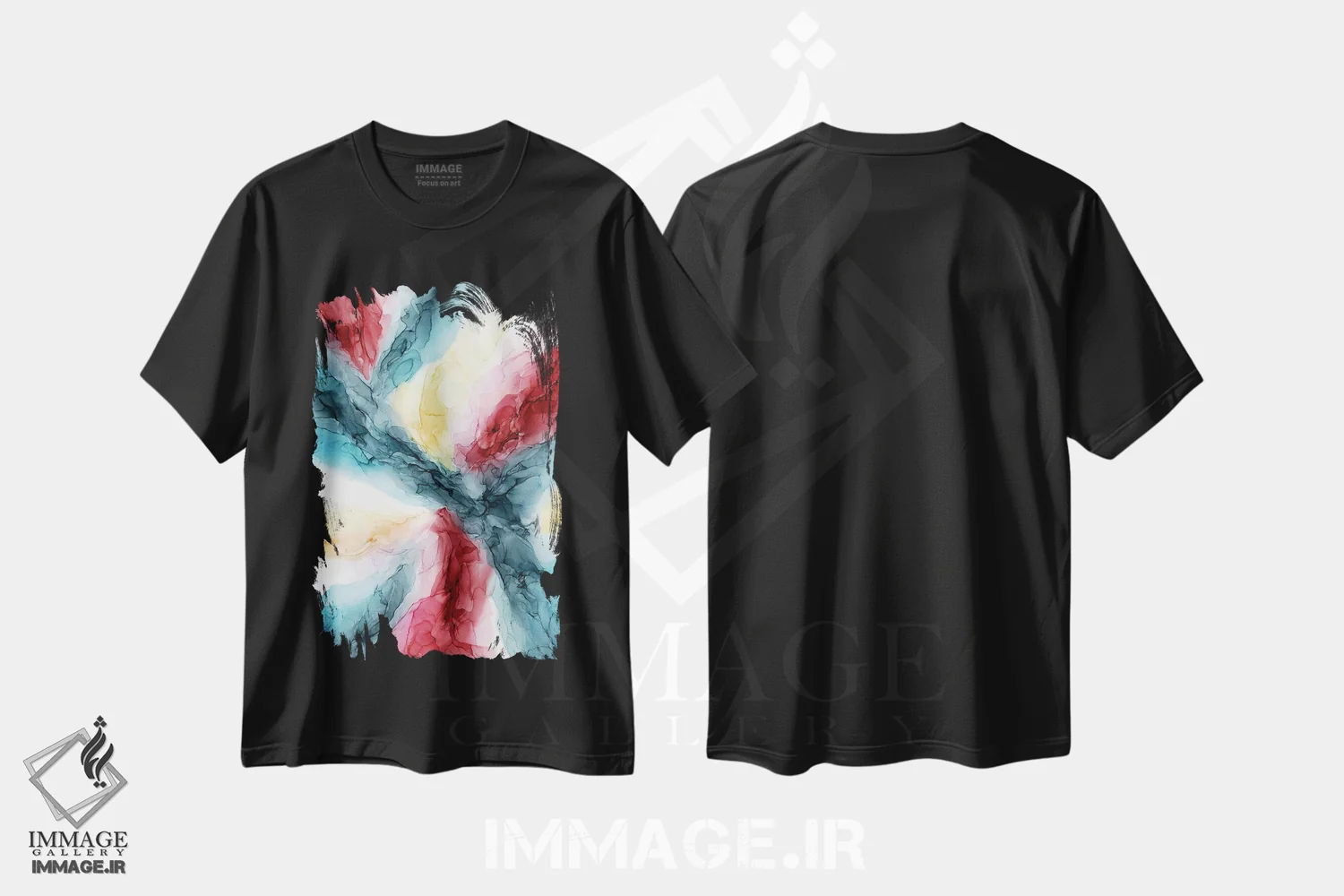 تیشرت مشکی طرح دار زرشکی، خردلی DWB اثر الیزابت کارلسن | immage.ir