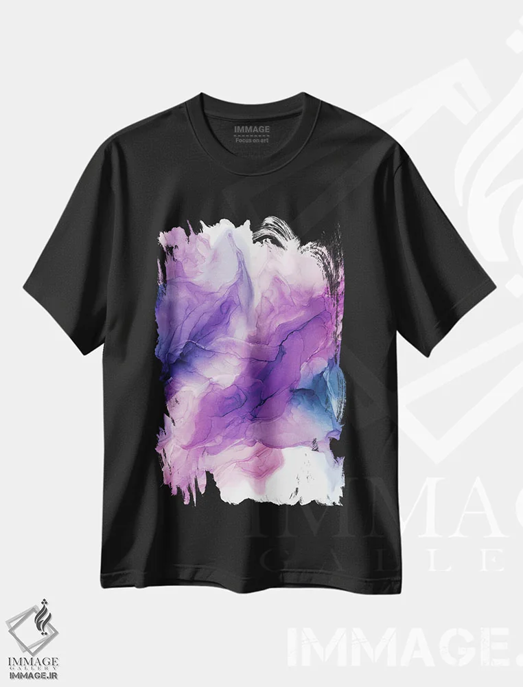 تیشرت مشکی طرح دار قدرت بنفش ۱ اثر الیزابت کارلسن | فروشگاه ایماژ