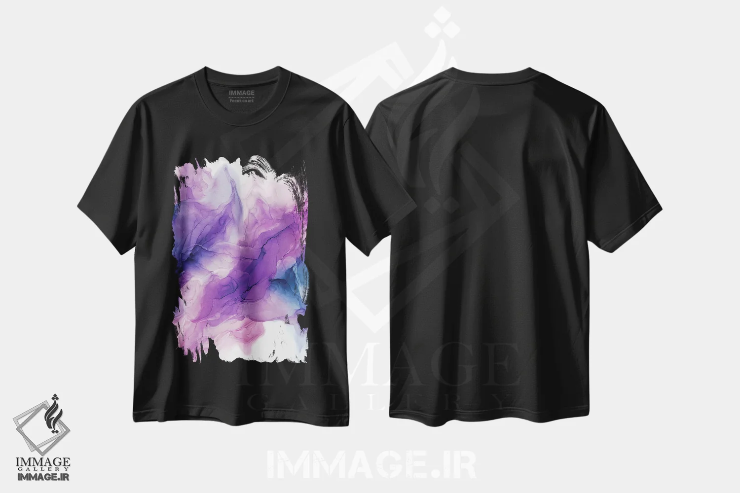 تیشرت مشکی طرح دار قدرت بنفش ۱ اثر الیزابت کارلسن | فروشگاه ایماژ