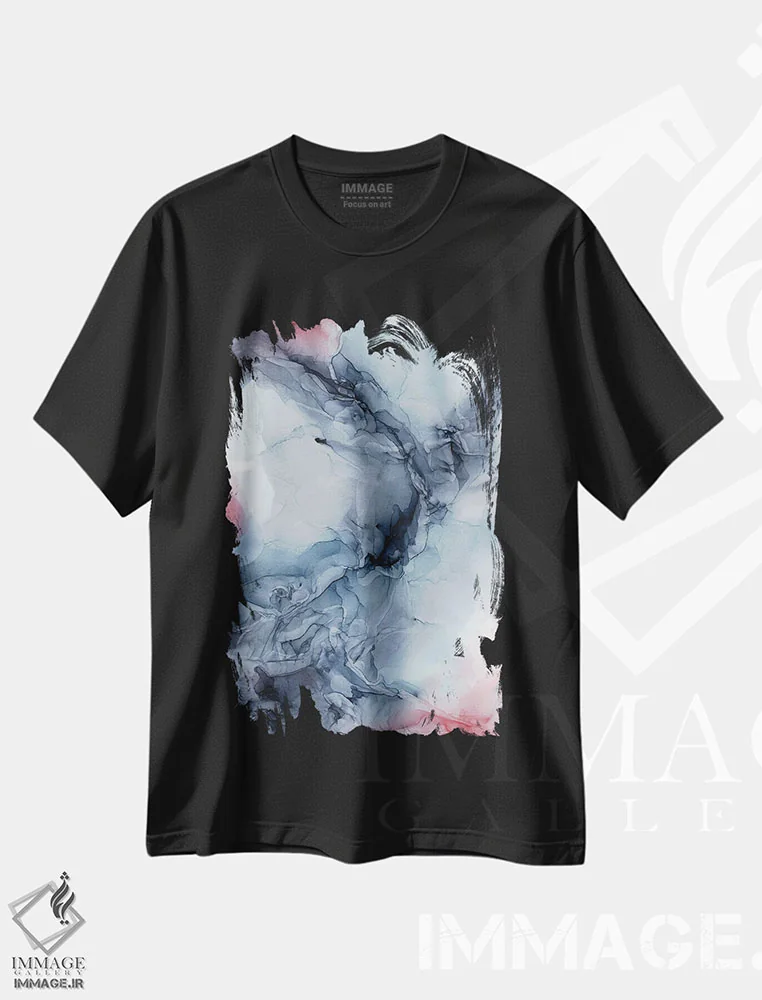 تیشرت مشکی طرح دار آسمان و زرشکی خاکستری اثر الیزابت کارلسن | فروشگاه ایماژ