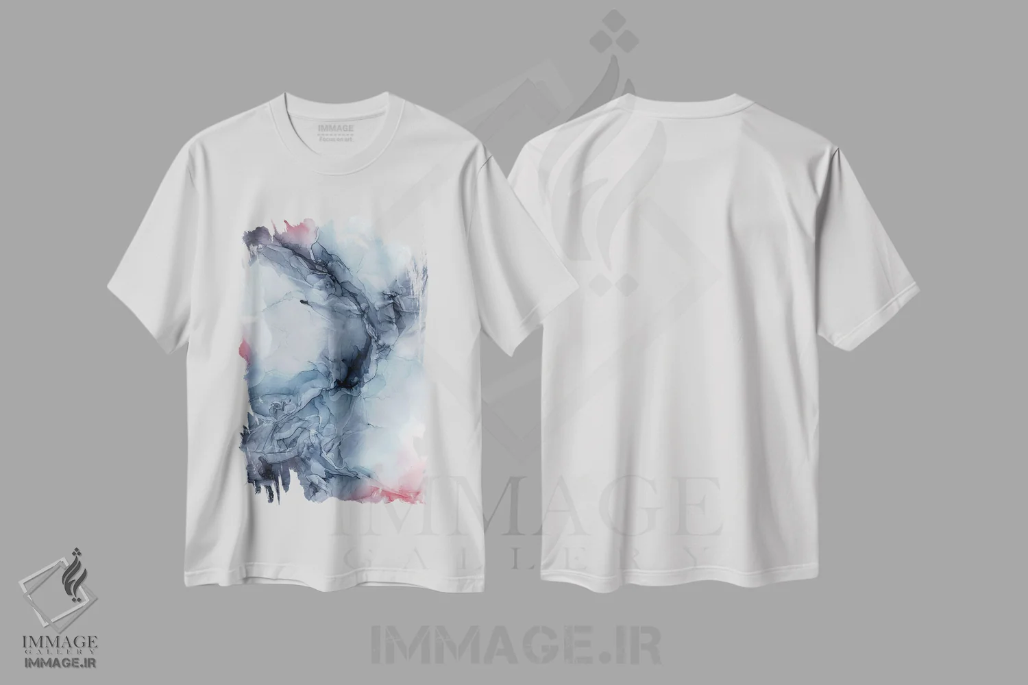 تیشرت سفید طرح دار آسمان و زرشکی خاکستری اثر الیزابت کارلسن | immage.ir