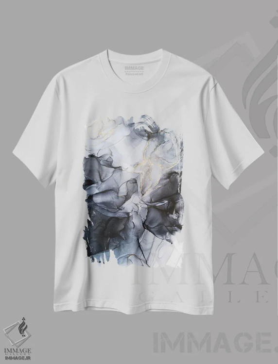 تیشرت سفید طرح دار آبسترۀ توناژ روشن آرام اما دراماتیک اثر الیزابت کارلسن | immage.ir