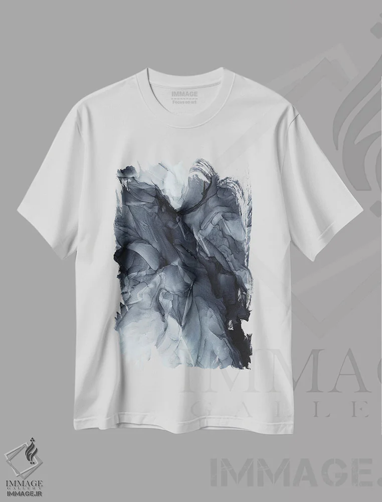 تیشرت سفید طرح دار آبسترهٔ سیاه خاکستری تدریجی پرشور اثر الیزابت کارلسن | فروشگاه ایماژ
