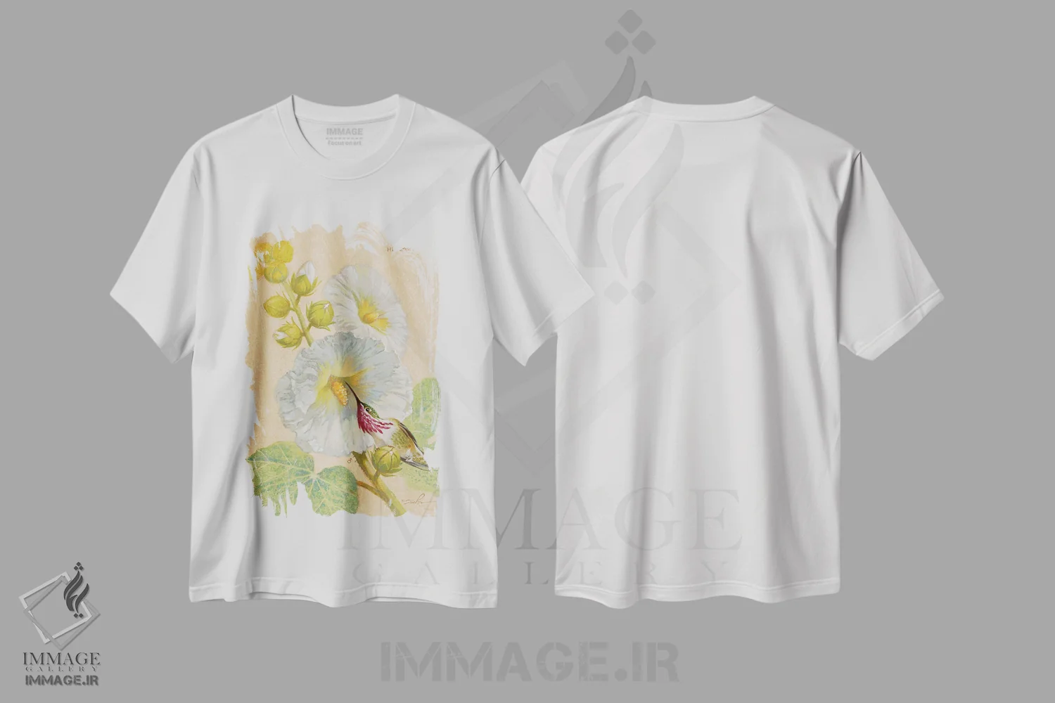 تیشرت سفید طرح دار مرغ مگس خوار کالیوپه نر، دکور بوهمی اثر ازرا تاکر | immage.ir