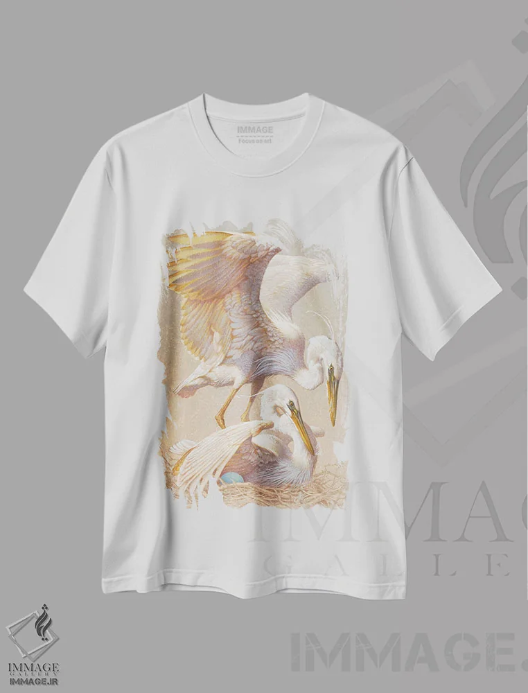 تیشرت سفید طرح دار ورود تازه، دکور ساحلی اثر ازرا تاکر | فروشگاه ایماژ