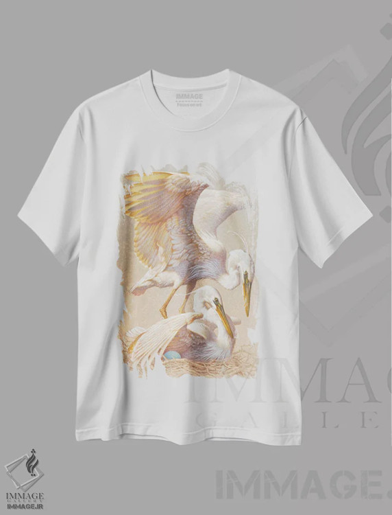 تیشرت سفید طرح دار ورود تازه، دکور ساحلی اثر ازرا تاکر | فروشگاه ایماژ